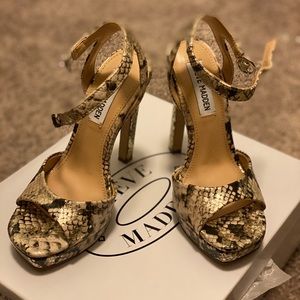 Steve Madden Luv Gold Snake Heels